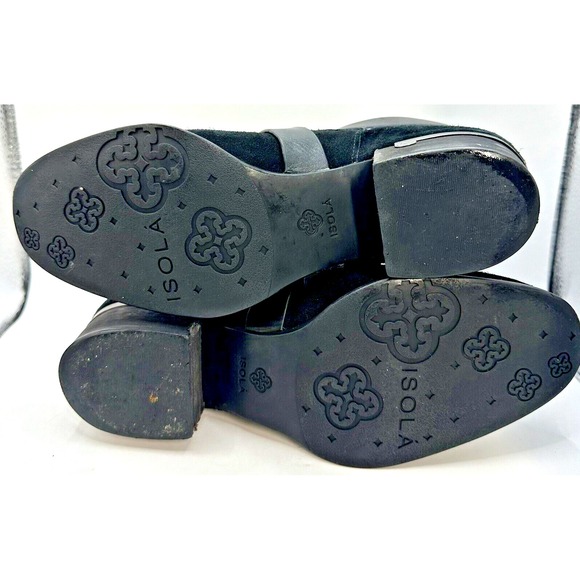 ISOLA DAVAN Ankle Boots Womens 7.5  Black Cutout Buckle Suede Leather Booties - Picture 9 of 9